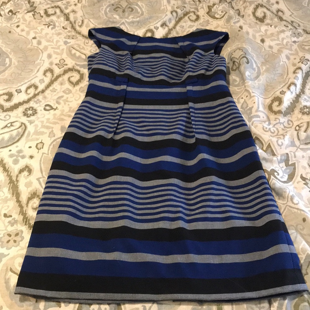 Calvin Klein black/blue/gray striped dress